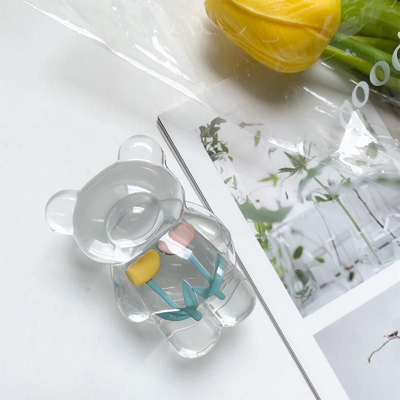 

Creative Japanese Flower Transparent Bear Phone Airbag Bracket Korean Ins Desktop Stable Support Portable Telescopic