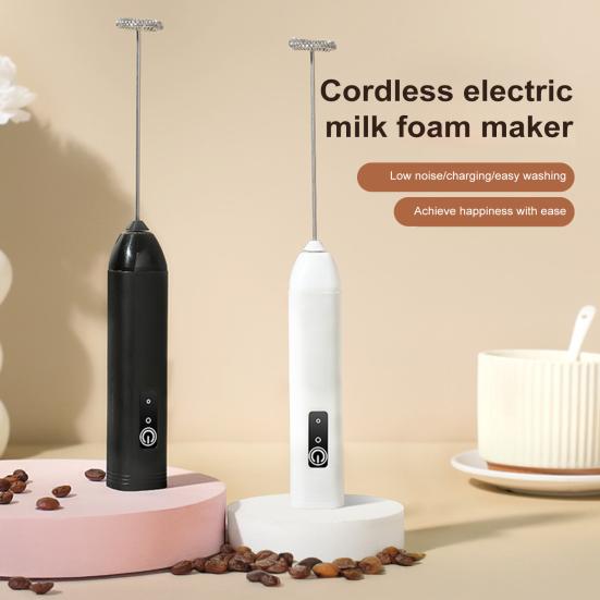 Handheld Milk Frother Wand for Coffee Electric Egg Beater Triple Speed Adjustment Rechargeable Drink Mixer for Home
