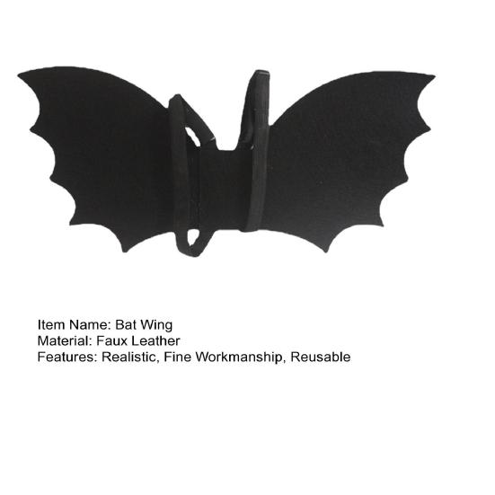 Kids Bat Wing with Straps Gothic Wearable Unisex Reusable Cosplay Props Faux Leather Halloween Costume Party Black Bat Wing Party Supplies
