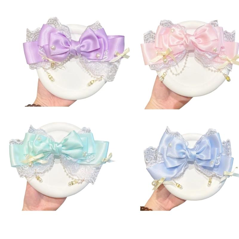 Elegant Bows Hair Clip With Lace And Satins Ribbon For Women And Girls Perfect For Daily Wear Or Special Occasion