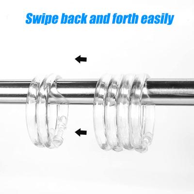 Yousheng 12 Pcs Plastic Shower Curtain Rings O Shape Clear Shower Curtain Hooks Easy Snap Closure Curtain Hooks for Bathroom Shower Curtain And Liner