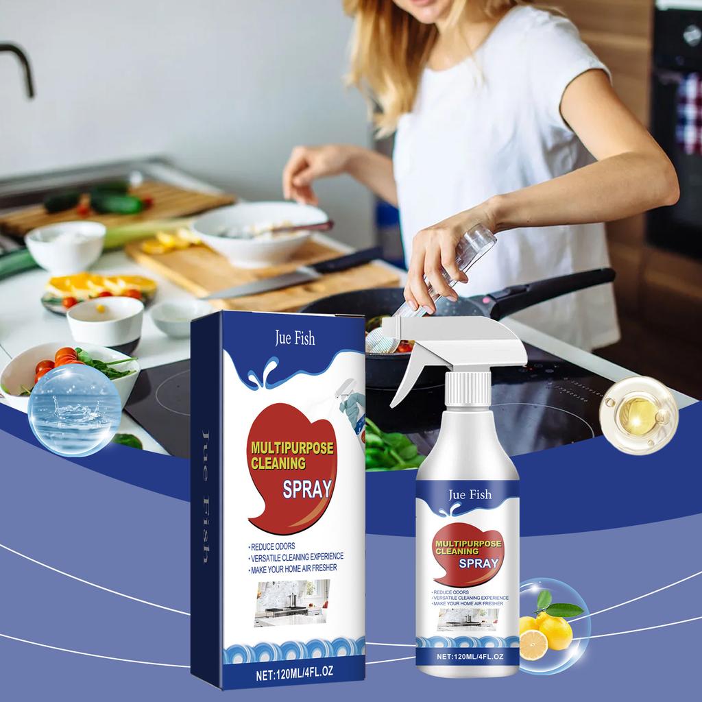 JUE-FISH Multi-Purpose Cleaning Spray Kitchen Heavy Duty Tile Stains Multi-Purpose Cleaning Household Cleaner