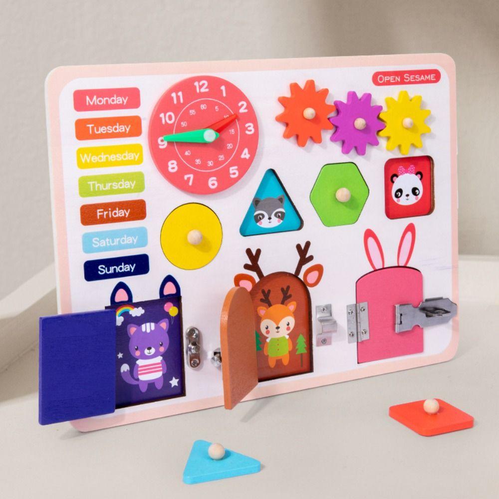 

Shape Sorter Unlock Busy Board Toys Early Education Montessori Unlock Game Kindergarten Kids 1set