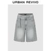UR 2025 Autumn Vintage Washed Buckle Belt Denim Shorts