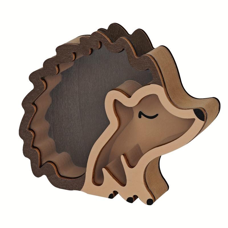 1 Creative Wooden Hedgehog Storage Box, Vintage Animal Design, Multi-use for Jewelry & Ornaments, Lovely Desktop Decor for Holiday Gifts