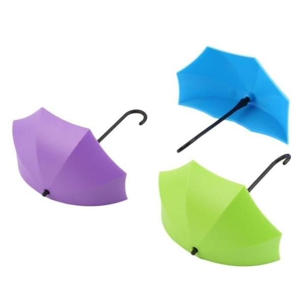 Random 3 Pcs Colorful Umbrella Wall Hook Key Hair Pin Holder Organizer Decorative Organizer