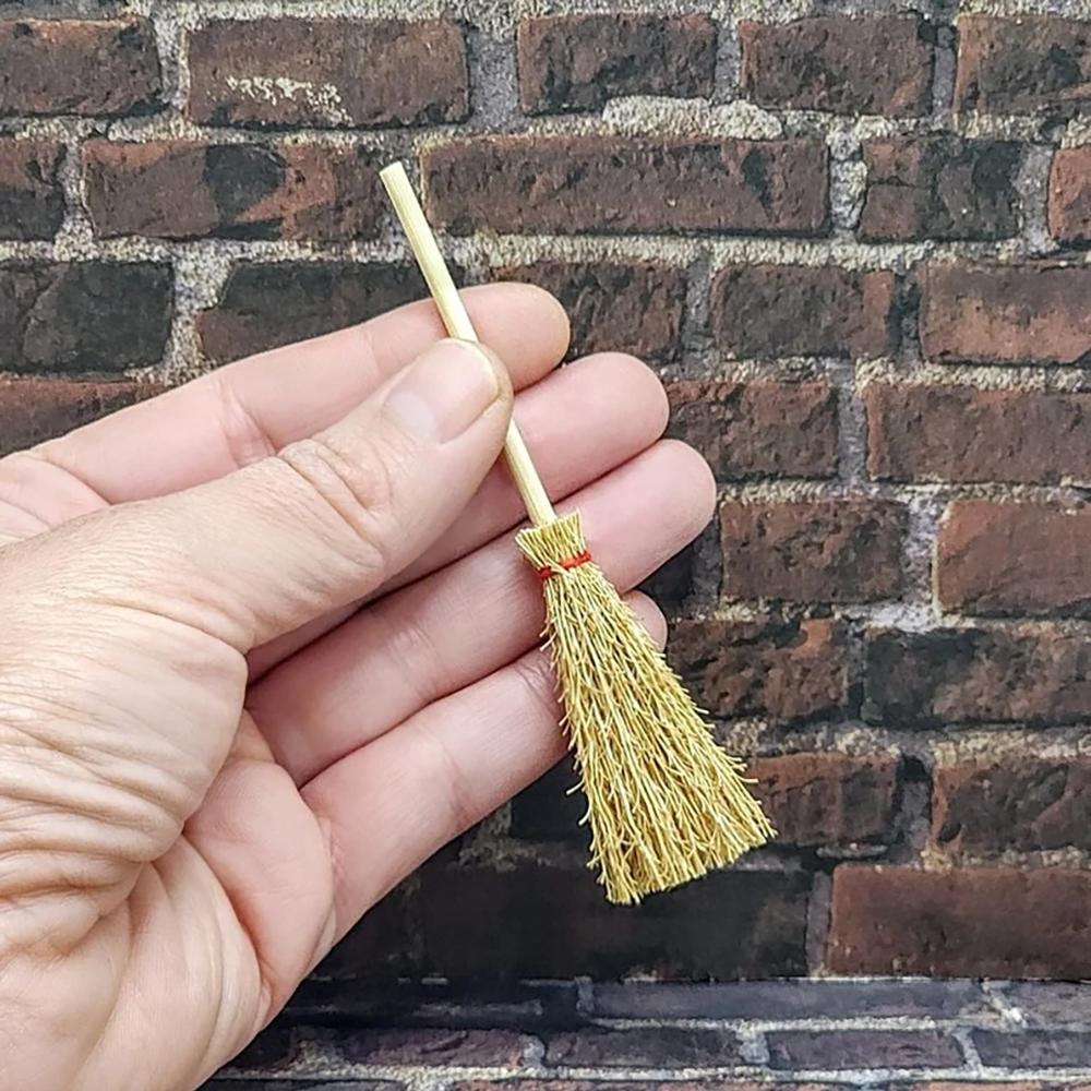 10Pcs Miniature Broom Witch Broom Fall Halloween Hanging Decor Dollhouse Halloween Broom Fairy Garden Accessories Trick or Treat