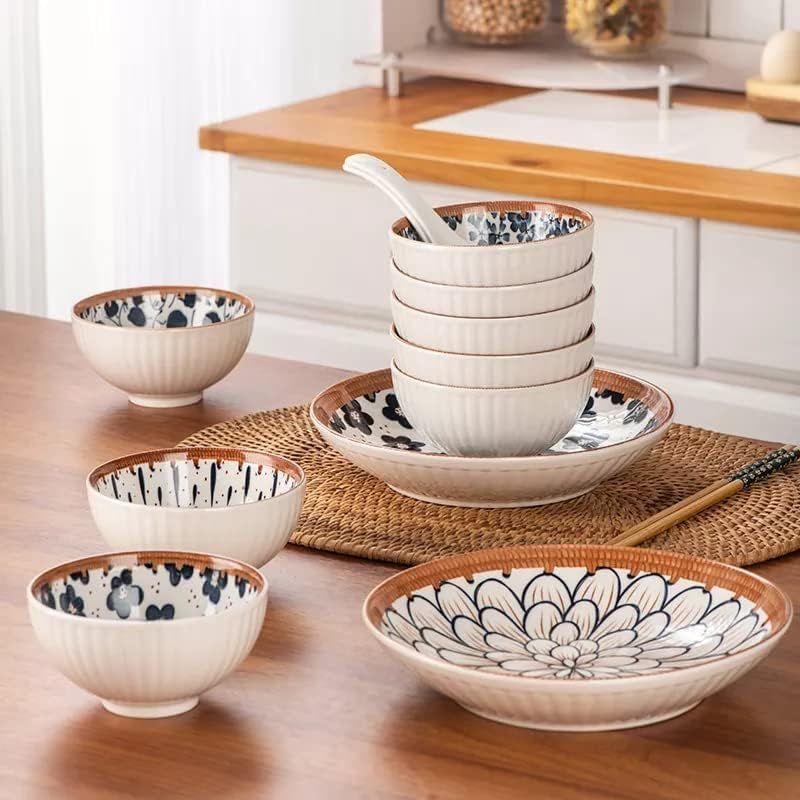 Japanese Ceramic Ramen Bowl Set - Small Porcelain Bowls for Rice, Soup, Snack, Side Dishes, Ice Cream - Microwave and Dishwasher Safe - 4 Pieces