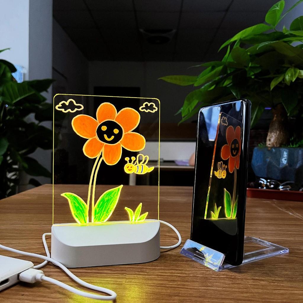 Non-Toxic Hard Acrylic Diy Kids Drawing Board Light Wipe Dust-Free Handwriting Board Blackboard Night Light