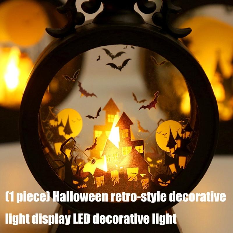 Vintage Styles Halloween Lanterns LED Light Decoration Plastic Castles Design For Festival Atmosphere