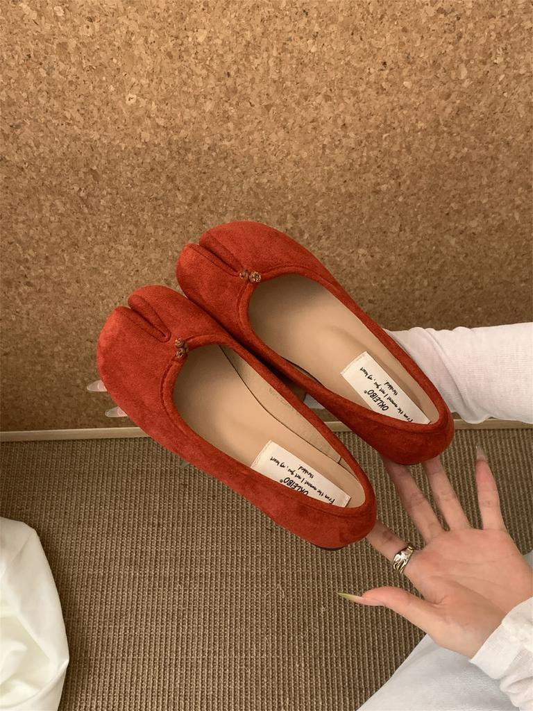 2025 spring new French sub-toe suede soft bottom shallow mouth gentle evening wind pig's trotters