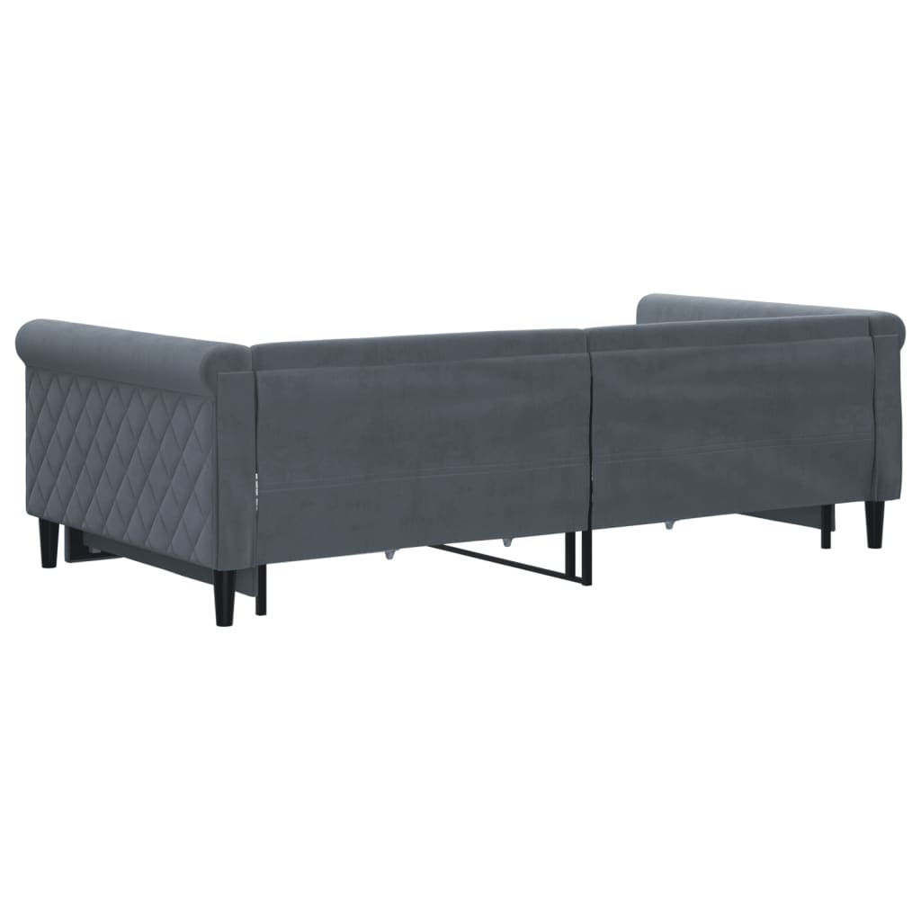 Extendable Daybed with Drawers Dark Grey 100 X 200 Cm Velvet
