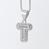 Cross Pendant with Micro Pave Cubic Zirconia - 26 Letter Options for DIY Jewelry Accessories
