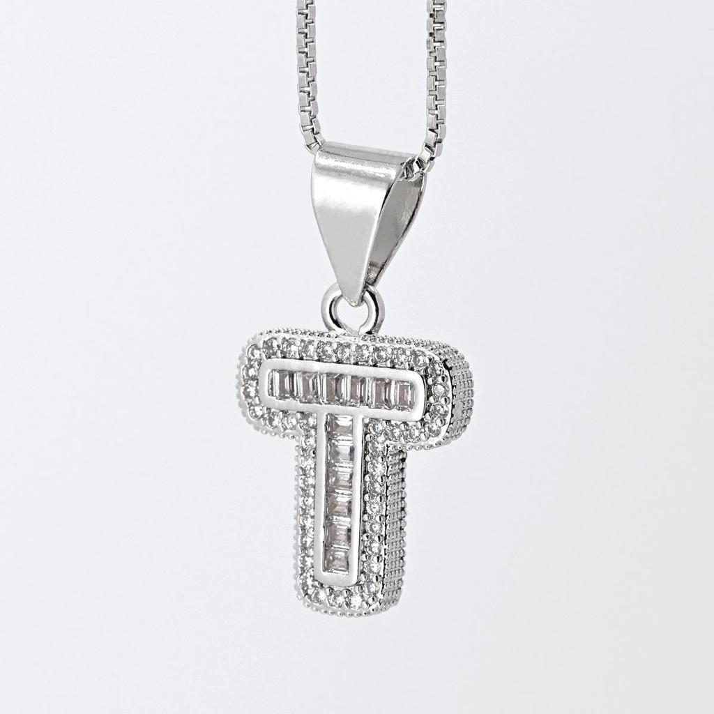 Cross Pendant with Micro Pave Cubic Zirconia - 26 Letter Options for DIY Jewelry Accessories