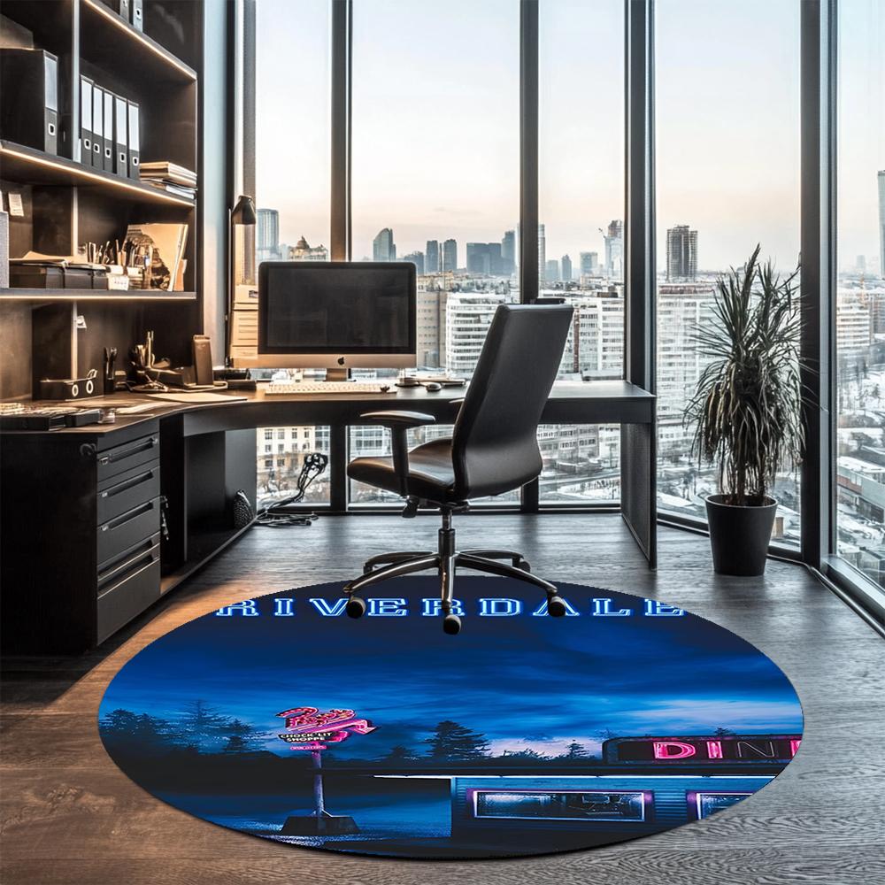 Riverdale Printed Round Rug Carpet Chair Rug Area Rug Entryway Doormats,for Office Chair Living Room Bedroom Kitchen Room.