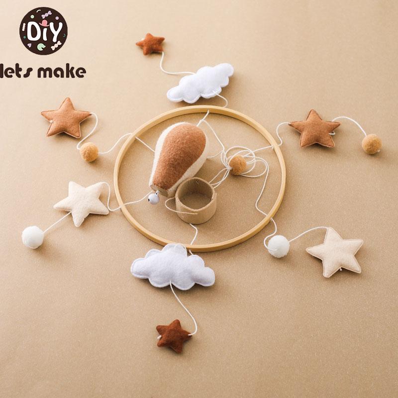Air Balloon Baby Rattle Toys Wooden Mobile Musical Bed Bell Hanging Toy 0-12 Month Newborn Infant Crib Gift Holder Brackets