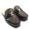 Louis Vuitton Sandals LV Logo Monogram Fur Mules Brown Monogram Canvas Mens 7 Used