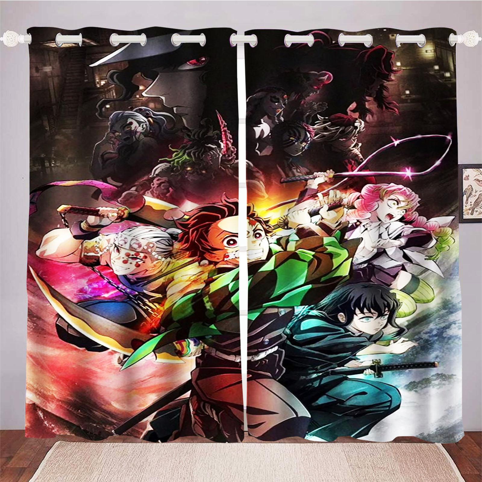 

Аниме Гостиная Спальня Шторы Для Гостиной Перфорированные Пыленепроницаемые Затемняющие Шторы Кухня Шкаф Домашний Декор 100x140cm&Grommet Top