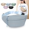 1Pc Solid Color Fanny Pack Women's Simple Leisure Travel Shoulder Messenger Bag Sports Mobile Phone Bag Outdoor Portable Fashion Breast Bag Tide