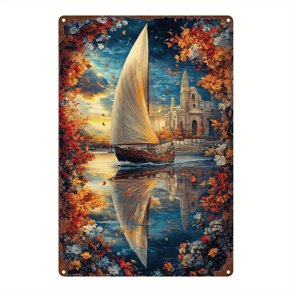 Vintage Nautical Metal Wall Art, Old Sailing Ship Pirate Decor, Home Wall Decor