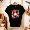 Vibrant Splatter Paint Kahlo Modern Floral Artist Graphic Tee Bold Art Lover Gift for Frida Fans Variety of Items Casual TShirt