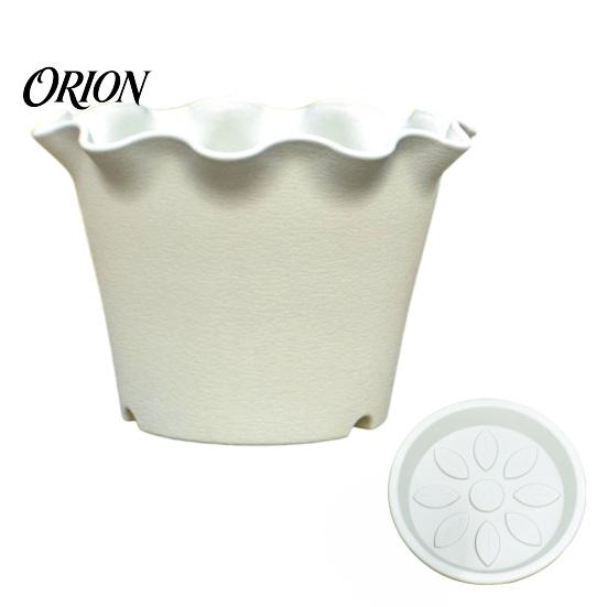 Lightweight Durable Resin Pots Large Flower with Drainage Holes And Tray Saucers, Ruffled Edge Planter Elegant Ruffle Planters for Indoor Outdoor
