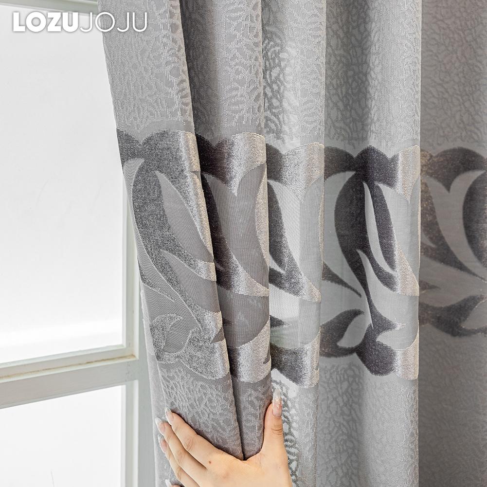 1PC LOZUJOJU Advanced European 40-70% Blackout Blue and Gray Jacquard Curtains for Living Room Bedroom Home Decor