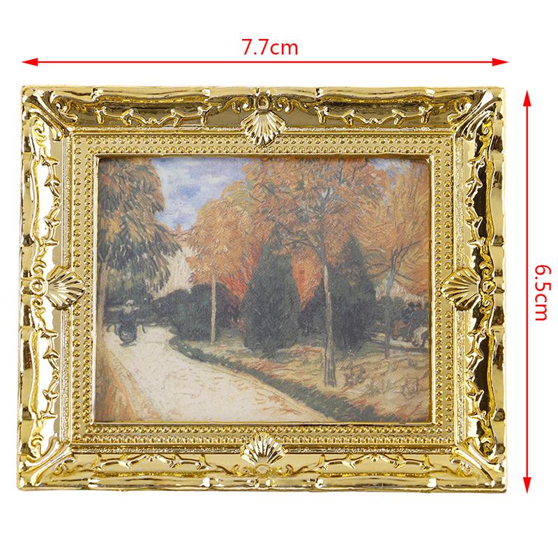Diy Dollhouse Mini Oil Painting Dollshouse Miniature 1:12 Furniture Doll House