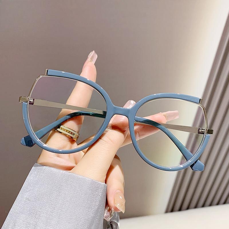 Fashionable Cat Eye Glasses Anti Blue Light HD Flat Lens Full Frame Ultra Light Versatile Eyewear