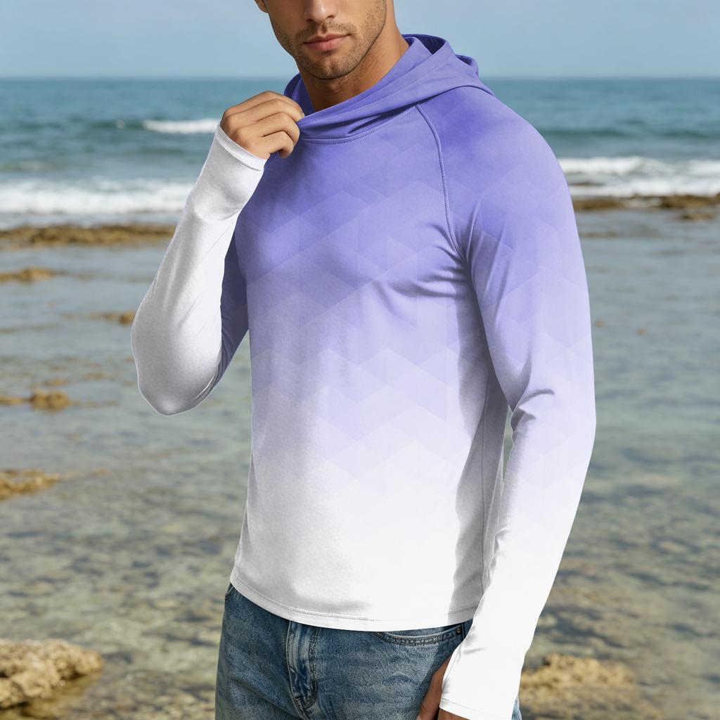 Herren UPF50+ Sonnenschutz Hoodie Langarm Schnelltrocknend Leicht Atmungsaktiv Sportshirt für Outdoor-Aktivitäten