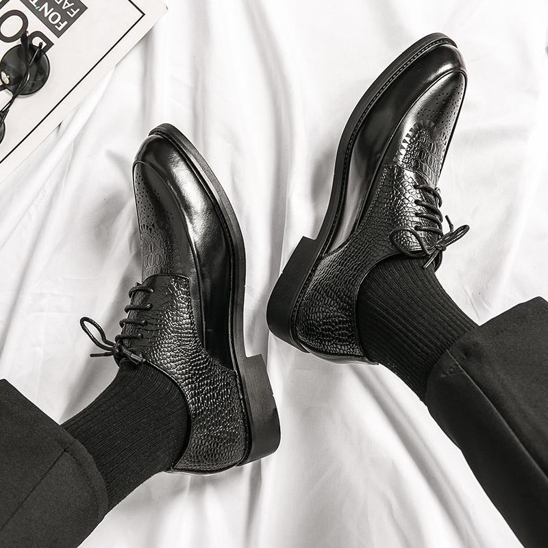 Fashion Men Casual Shoes Brock Oxford Retro Crocodile Leather Men Formal Shoes 2024 Spring Men's Shoes For Men Office Social Derby Shoes