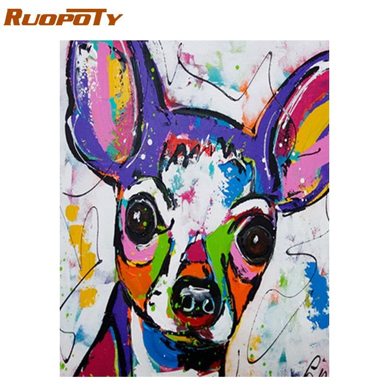 RUOPOTY Frame DIY Painting By Numbers Landscape Forest Pink Tree Acrylic Paint By Numbers For Adult Wall Art Pictur Home Decors