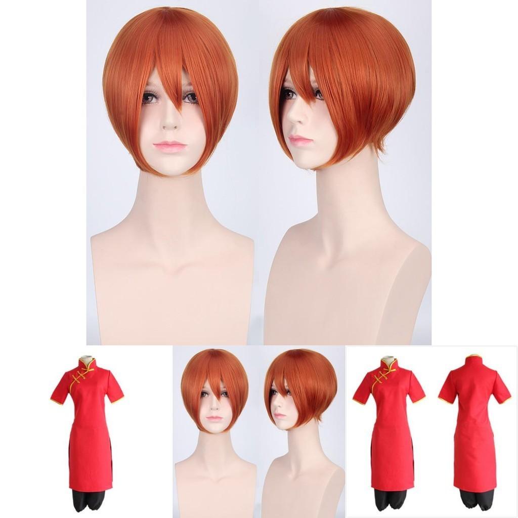 Exquisites rotes Gintama Kagura Cosplay Kostüm Uniform Kleid und Hosen Set für Anime-Fans