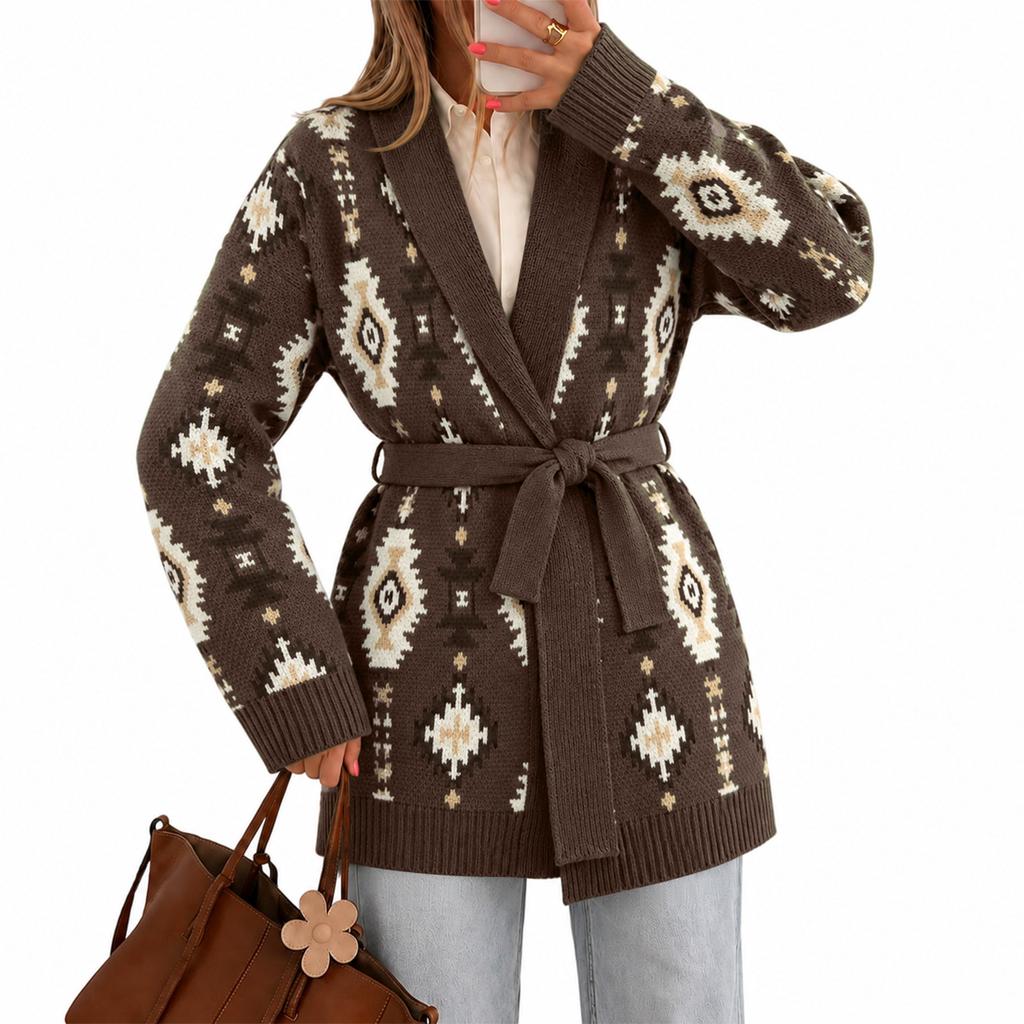 Women's Vintage Knit Cardigan Sweater Coat for Fall and Winter Wear