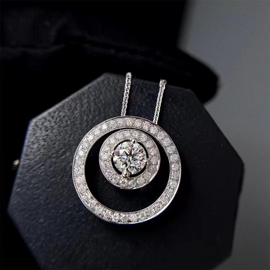 2024 Moissanite Inlaid Round Carat Necklace for Women - High-End Light Luxury Clavicle Chain Jewelry