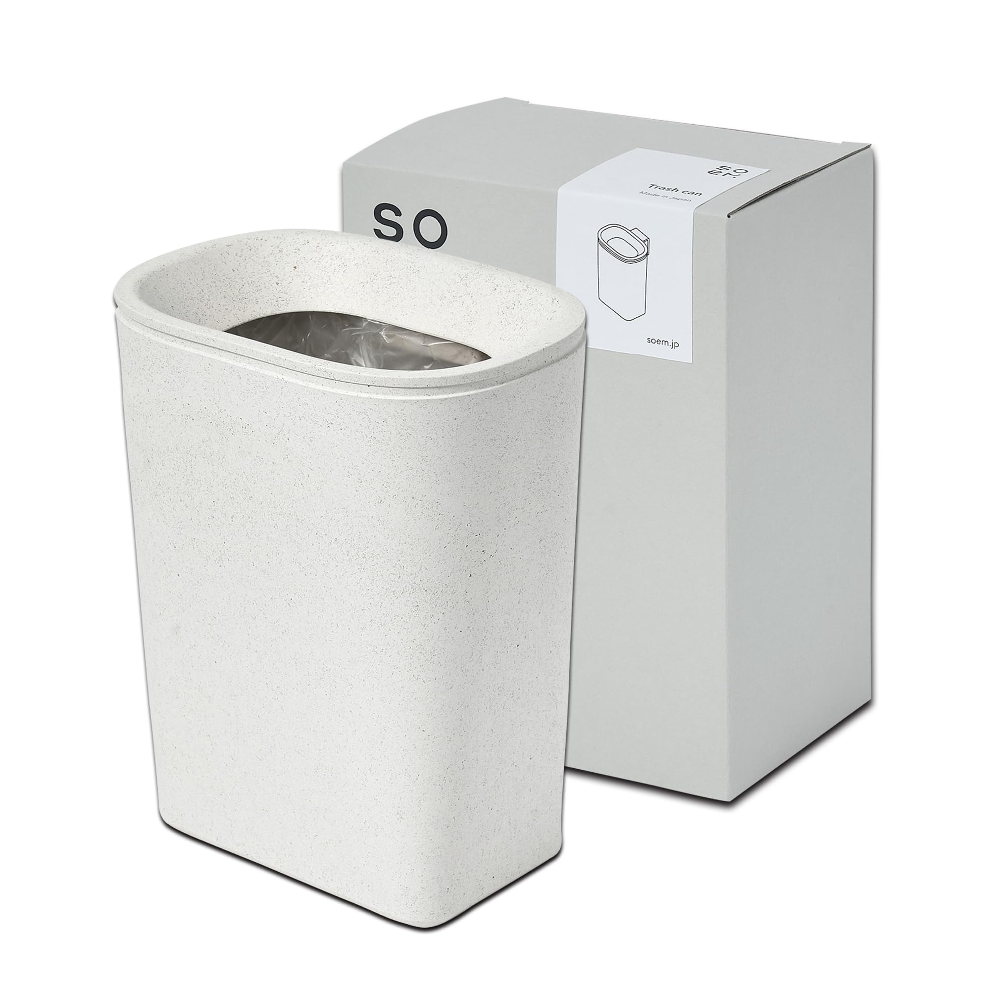 

soem [Space-Saving] Slim 1.6L Trash Can with Hanging Hook, White [Made in Japan] Compact and Small, Perfect for Kitchens, Wall-Mounted, Cars, and