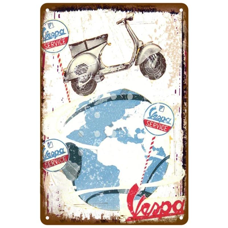 BarArtPro Vespa Tin Sign Art Decor Motorcycles Printed Metal Plaque - Vintage Pin Up Wall Art for Pub Interiors & Cafe Ambiance