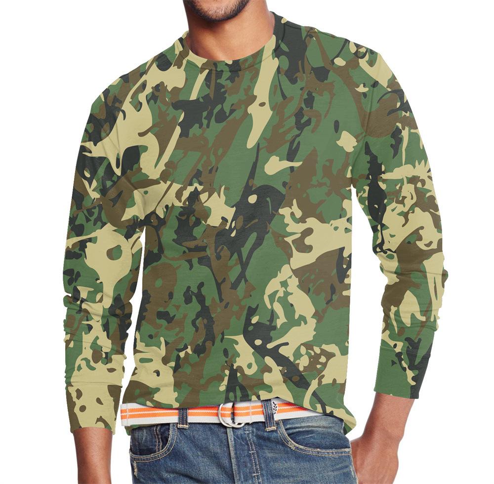Men's Summer Long Sleeve Outdoors Camouflage Colorful Print T-Shirt Top Men Streetwear Clothing Long Sleeve T-Shirt Women's Pullover