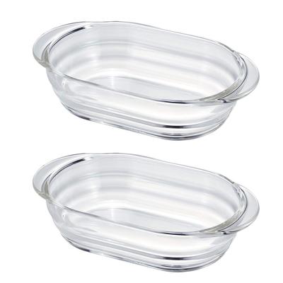 Heat-resistant Glass Gratin Dish, Set of 2, Made In Japan HGZO-1812