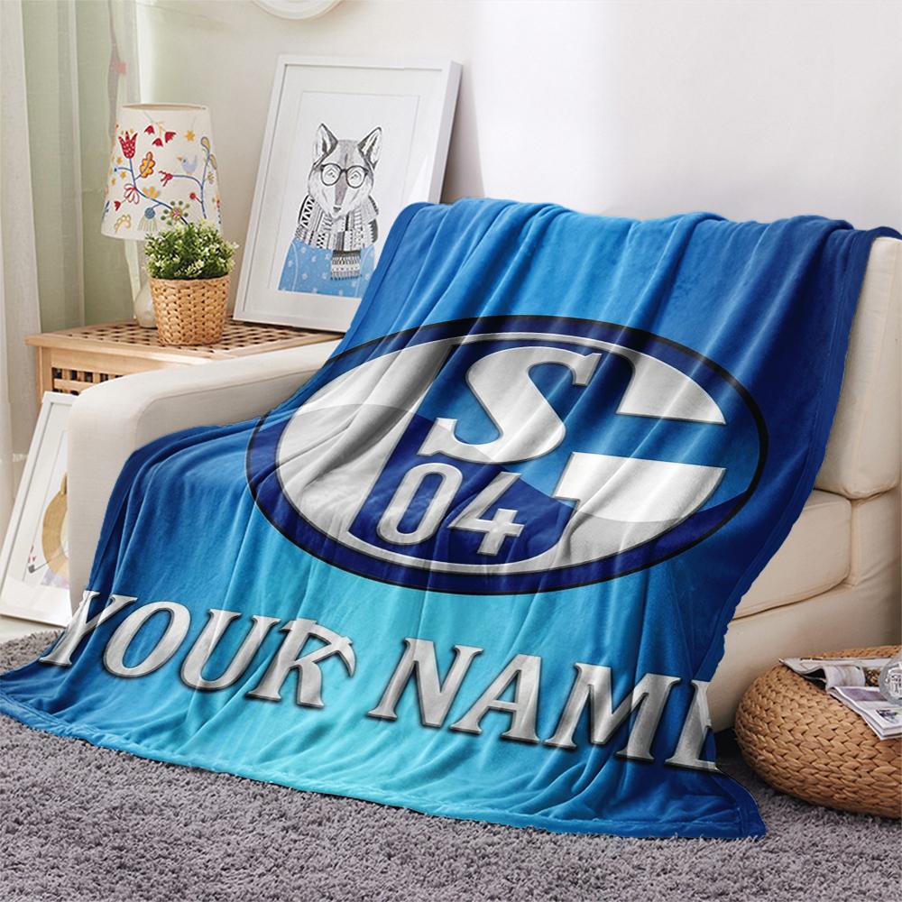 1pz Coperta in Flanella Personalizzata con Nome e Motivo FC Schalke 04 Adatta a Tutte le Stagioni per Arredamento Casa Calore e Comfort Regali Regalo Festivo_xia