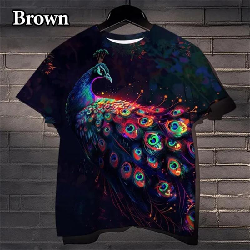 3D Printed Beautiful Peacock T-Shirt For Men Cool Feather Pattern Tees Casual Personality Women Top O-Neck Short Sleeve T Shirts