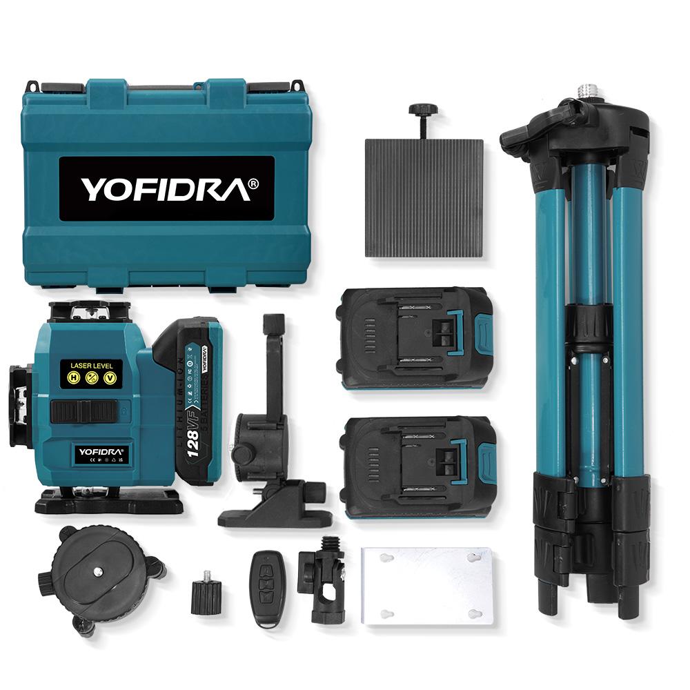 Yofidra 16 Lines 4D Laser Level Automatic 360 Horizontal Vertical Self-leveling Ultra Powerful Green Beam For 18V Battery