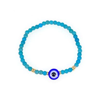 Blå Beaded Elastiska Onda Ögat Armband Vintage Pärlor Kvinnor Man Lycklig Önskearmband Gåva