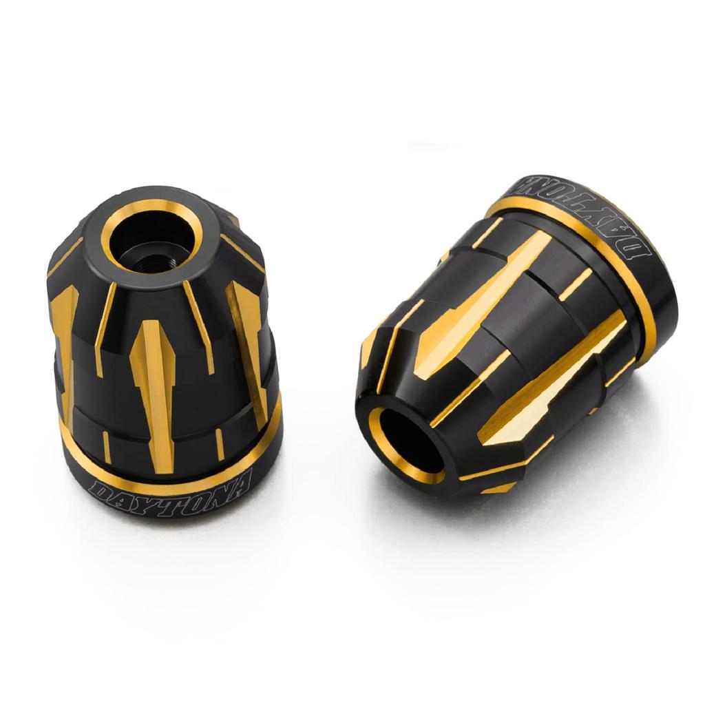 Daytona PREMIUM ZONE Motorcycle Bar Ends for Yamaha M6, TECHNO Gold, 37605