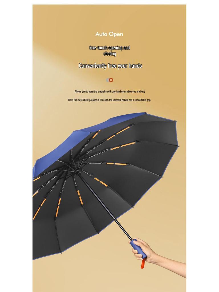 72-Rib Automatic Sun & Rain Umbrella with UV Protection, Large Size, Unisex