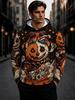 Felpe Halloween Uomo Gatto Nero Carino Cappello da Strega Fantasma Zucca Pipistrello Ragnatela Pullover Felpa con Cappuccio Felpa Festa Festiva Spettrale