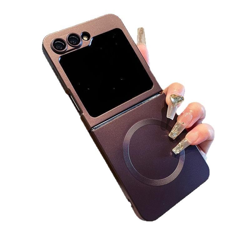Model Applicable To Samsung ZFlip8 Liquid Silicone Folding Magnetic Mobile Phone Case ZFlip7 Lens Film Protective Case