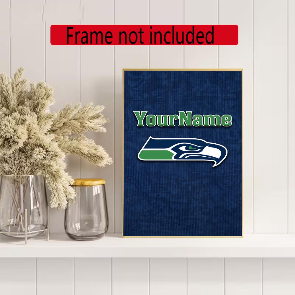 Seattle Seahawks Customize Your Name Diamond Painting Round Diamond Rhinestones Mosaic Diamond Embroidery Wall Paintings Rhinestones Gift Frameless