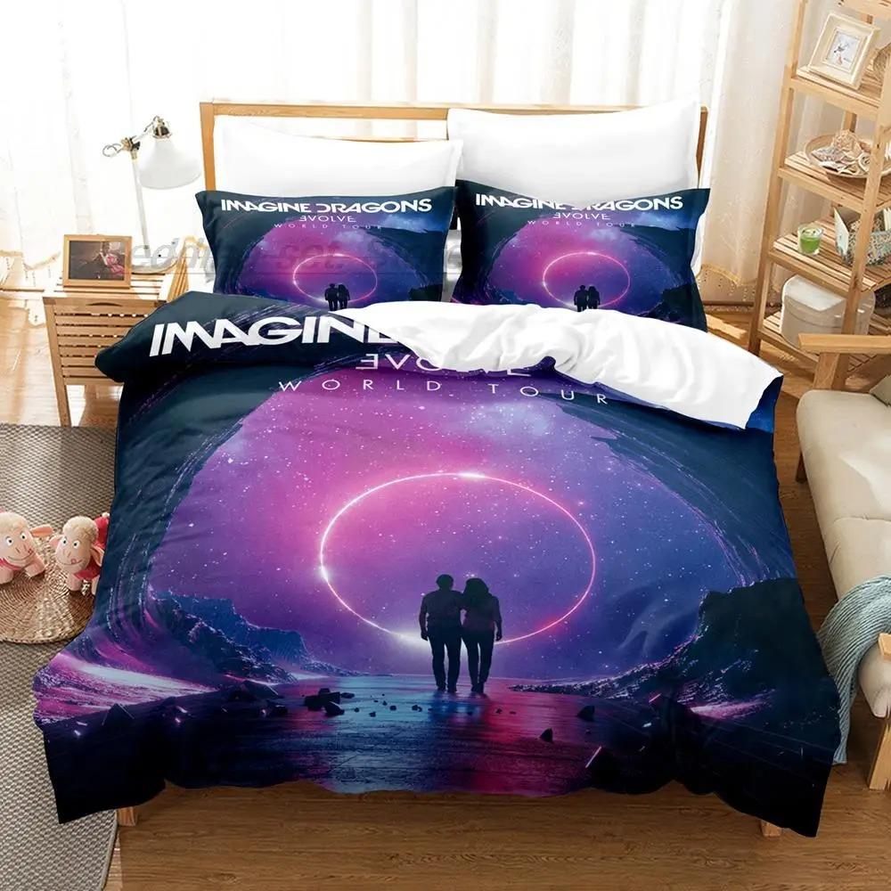 

Комплект постельного белья Imagine Dragons Single Twin Full Queen King Size Комплект постельного белья Aldult Kid Bedroom Duvetcover Sets Комплект простыней с 3D-принтом EU Single 135x200cm