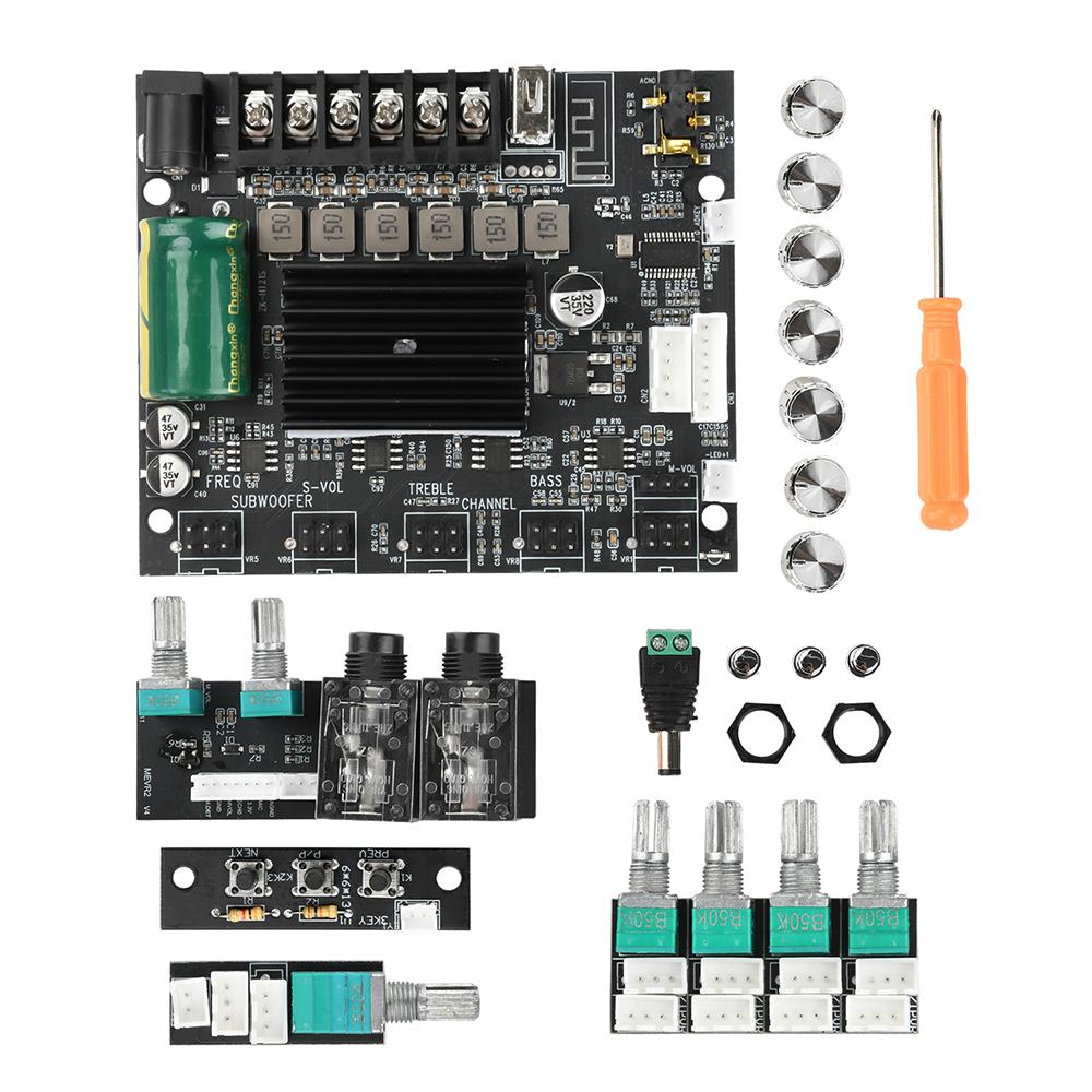 

MT21S Bluetooth Digital Power Amplifier Board 50W+50W+100W 2.1 Channel Subwoofer Audio Stereo Amp Dual Microphone Input чорний